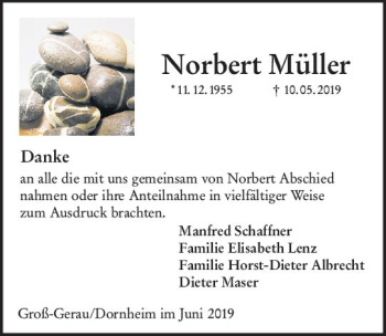 Traueranzeige von Norbert Müller von vrm-trauer