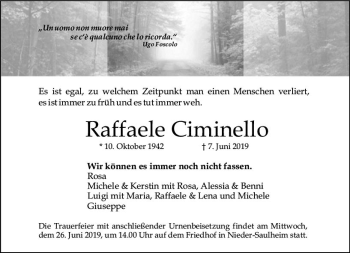 Traueranzeige von Raffaele Ciminello von vrm-trauer