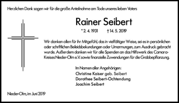 Traueranzeige von Rainer Seibert von vrm-trauer