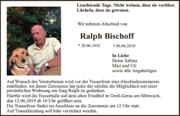 Traueranzeige von Ralph Bischoff von vrm-trauer