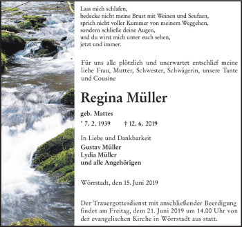 Traueranzeige von Regina Müller von vrm-trauer
