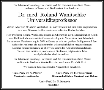 Traueranzeige von Roland Wanitschke von vrm-trauer
