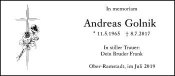 Traueranzeige von Andreas Golnik von vrm-trauer