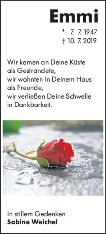 Traueranzeige von Emmi  von vrm-trauer