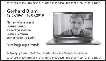 Traueranzeige von Gerhard Blum von vrm-trauer