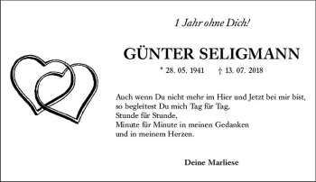 Traueranzeige von Günter Seligmann von vrm-trauer