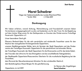 Traueranzeige von Horst Schwörer von vrm-trauer