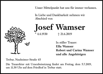 Traueranzeige von Josef Wamser von vrm-trauer