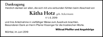 Traueranzeige von Kätha Hotz von vrm-trauer