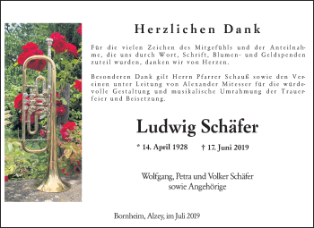 Traueranzeige von Ludwig Schäfer von vrm-trauer