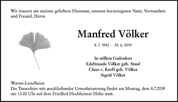 Traueranzeige von Manfred Völker von vrm-trauer