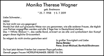 Traueranzeige von Monika Therese Wagner von vrm-trauer