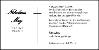 Traueranzeige von Nikolaus May von vrm-trauer