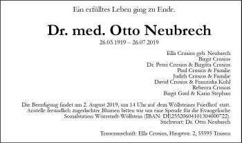 Traueranzeige von Otto Neubrech von vrm-trauer