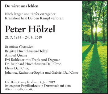 Traueranzeige von Peter Hölzel von vrm-trauer