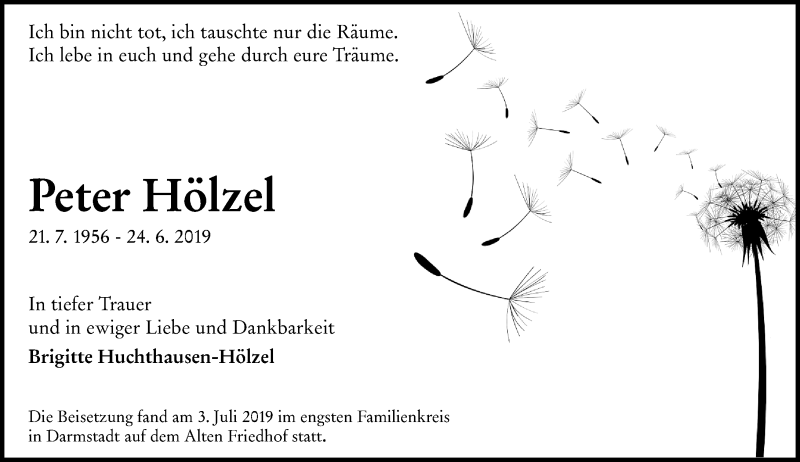  Traueranzeige für Peter Hölzel vom 06.07.2019 aus vrm-trauer