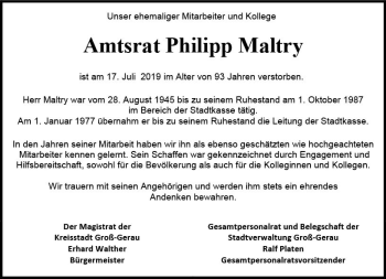 Traueranzeige von Philipp Maltry von vrm-trauer