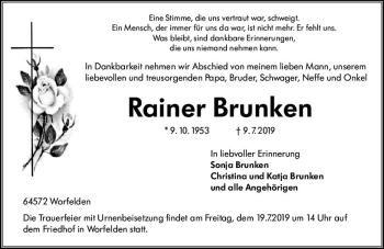 Traueranzeige von Rainer Brunken von vrm-trauer