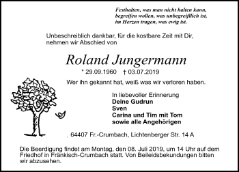 Traueranzeige von Roland Jungermann von vrm-trauer