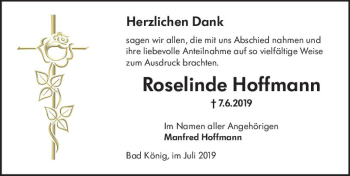 Traueranzeige von Roselinde Hoffmann von vrm-trauer