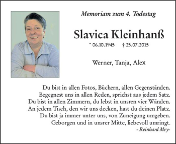Traueranzeige von Slavica Kleinhanß von vrm-trauer