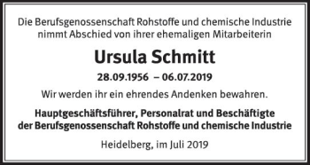 Traueranzeige von Ursula Schmitt von vrm-trauer