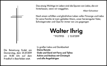 Traueranzeige von Walter Ihrig von vrm-trauer