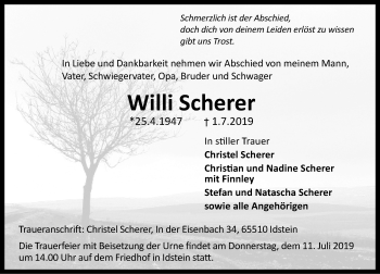 Traueranzeige von Willi Scherer von vrm-trauer