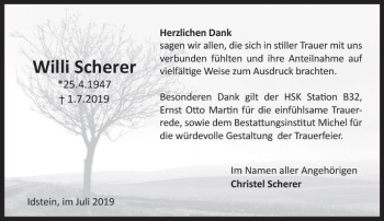Traueranzeige von Willi Scherer von vrm-trauer