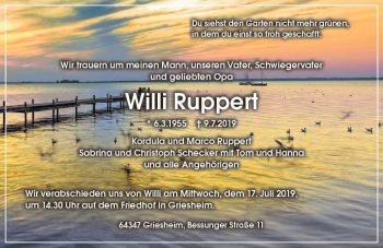 Traueranzeige von Willy Ruppert von vrm-trauer