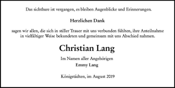 Traueranzeige von Christian Lang von vrm-trauer