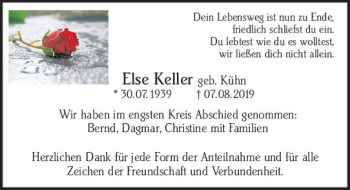 Traueranzeige von Else Keller von vrm-trauer