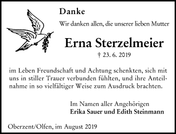 Traueranzeige von Erna Sterzelmeier von vrm-trauer