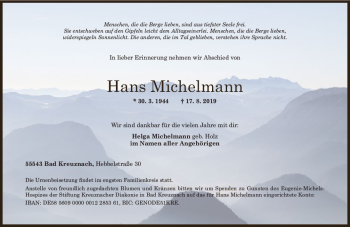 Traueranzeige von Hans Michelmann von vrm-trauer