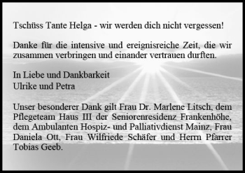 Traueranzeige von Helga  von vrm-trauer