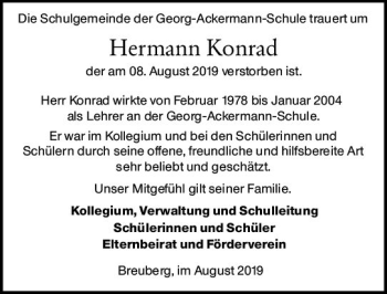 Traueranzeige von Hermann Konrad von vrm-trauer