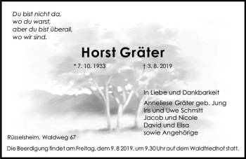 Traueranzeige von Horst Gräter von vrm-trauer
