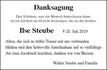 Traueranzeige von Ilse Steube von vrm-trauer