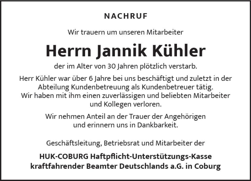  Traueranzeige für Jannik Kühler vom 24.08.2019 aus vrm-trauer