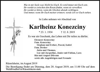 Traueranzeige von Karlheinz Konezciny von vrm-trauer