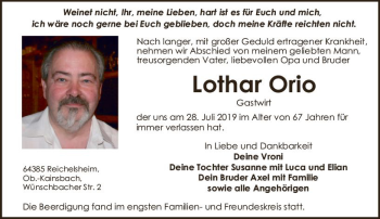 Traueranzeige von Lothar Orio von vrm-trauer