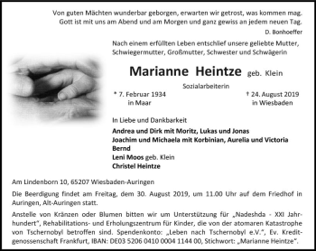 Traueranzeige von Marianne Heintze von vrm-trauer