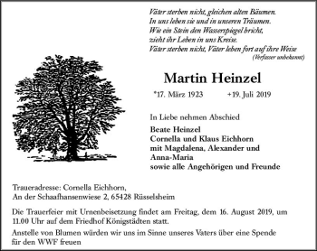 Traueranzeige von Martin Heinzel von vrm-trauer