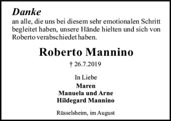 Traueranzeige von Roberto Mannino von vrm-trauer