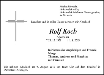 Traueranzeige von Rolf Koch von vrm-trauer