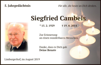 Traueranzeige von Siegfried Cambeis von vrm-trauer