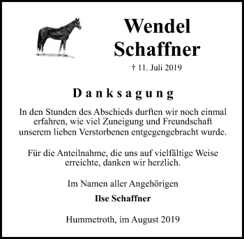 Traueranzeige von Wendel Schaffner von vrm-trauer