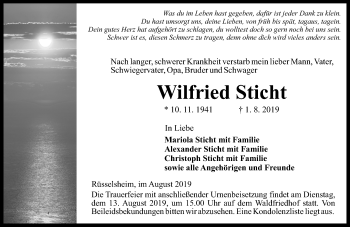 Traueranzeige von Wilfried Sticht von vrm-trauer