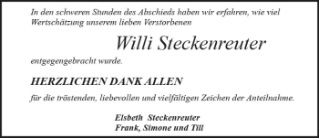 Traueranzeige von Willi Steckenreuter von vrm-trauer