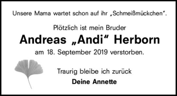 Traueranzeige von Andreas  Herborn von vrm-trauer